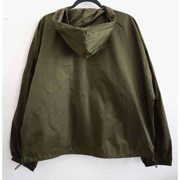 Offline x Aerie Women's Sz M Olive Green Packable Half Zip Windbreaker Jacket - Picture 2 of 9